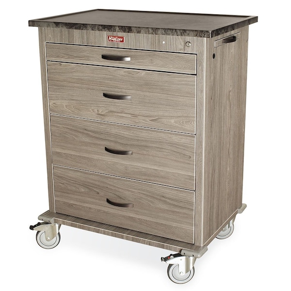 Wood Vinyl Wrapped Carts 4 Drawer, Wood Vinyl Punch Card Medication Cart WV540PC - main